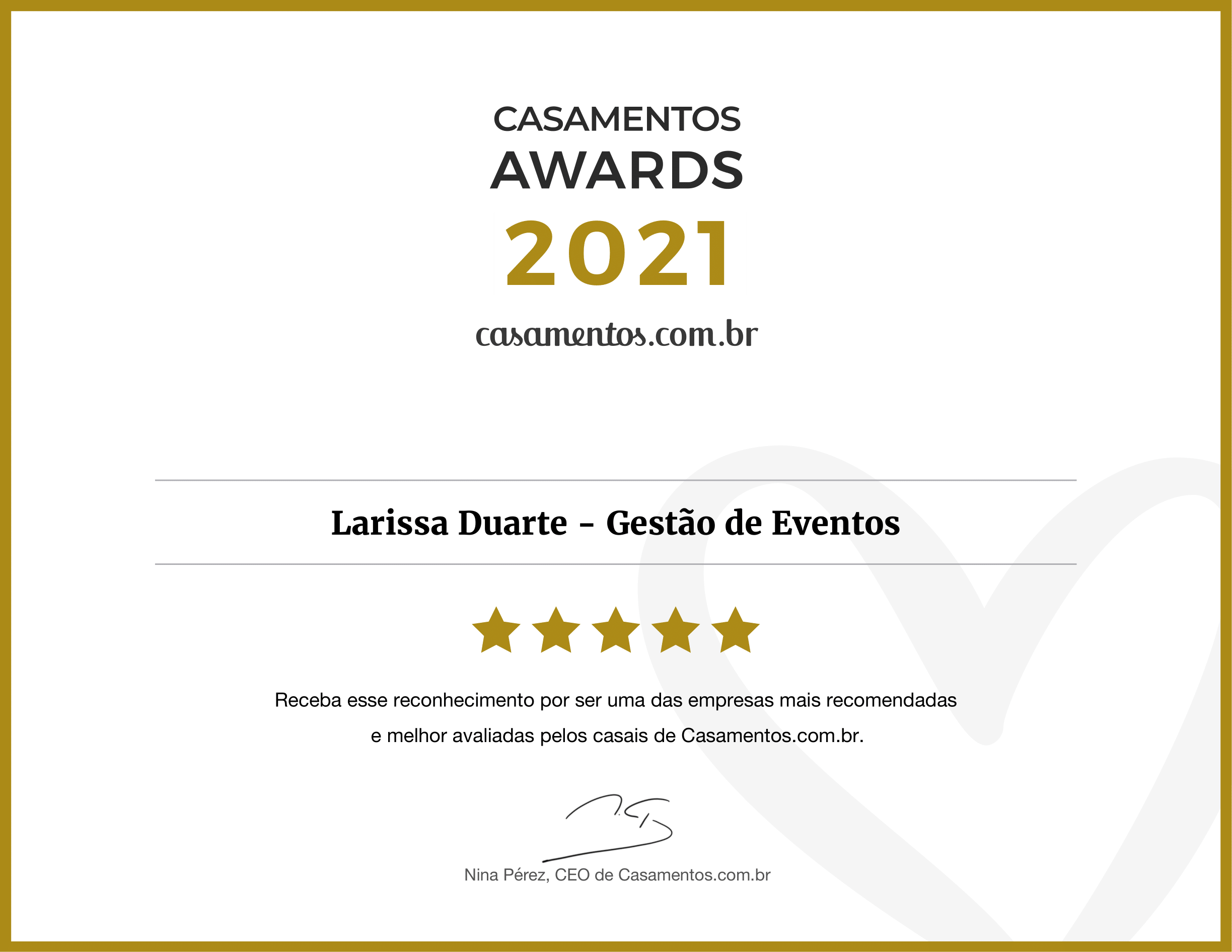 Certitificado Casamento Awards 2021